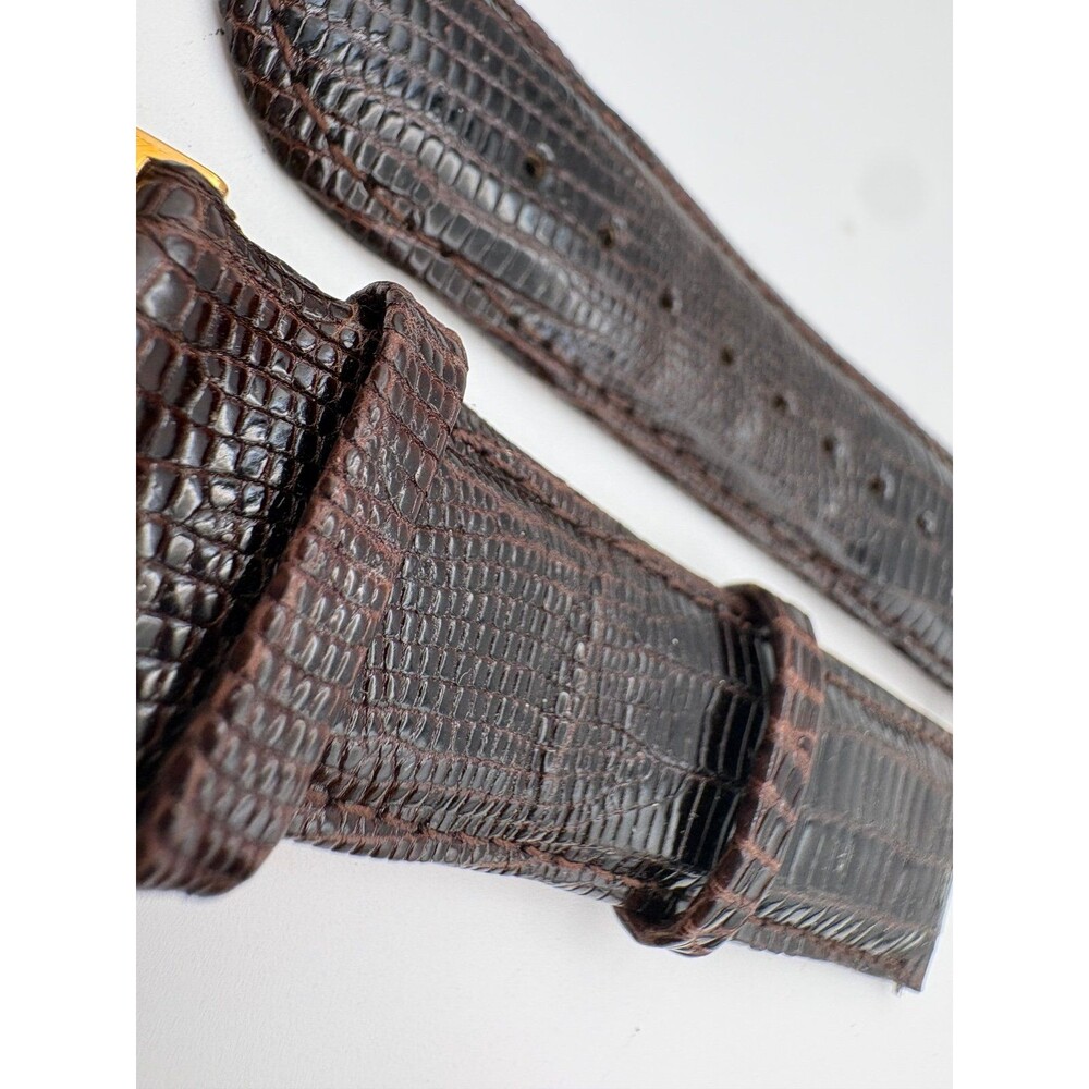 Armand Nicolet 22mm Dark Brown Genuine Teju Lizard Watch Strap Gold Deployant